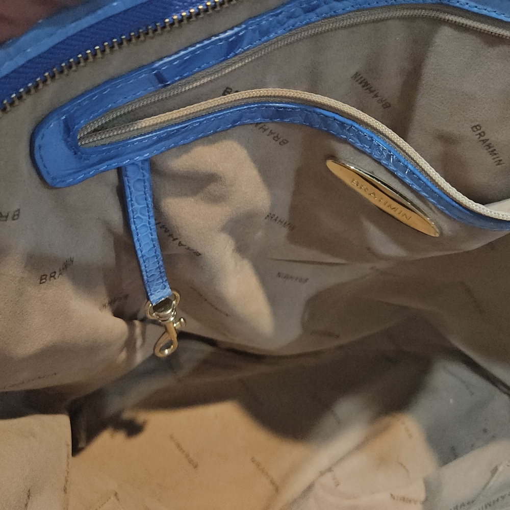 Brahmin Blue Crocodile Embossed Tote Bag - Picture 4 of 5